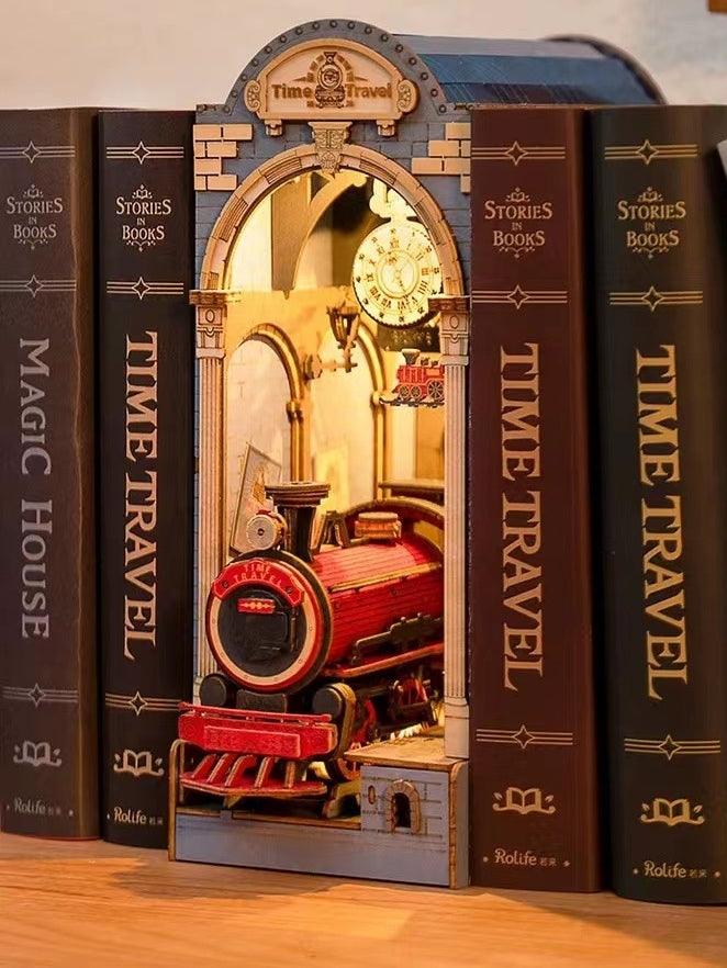 Time Travel | DIY Wooden Book Nook Kit | Bookshelf Insert Decor