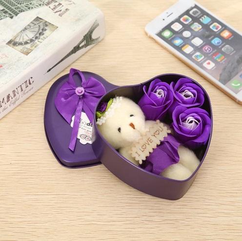 Valentine's Day Present Soap Rose Bear Gift Box