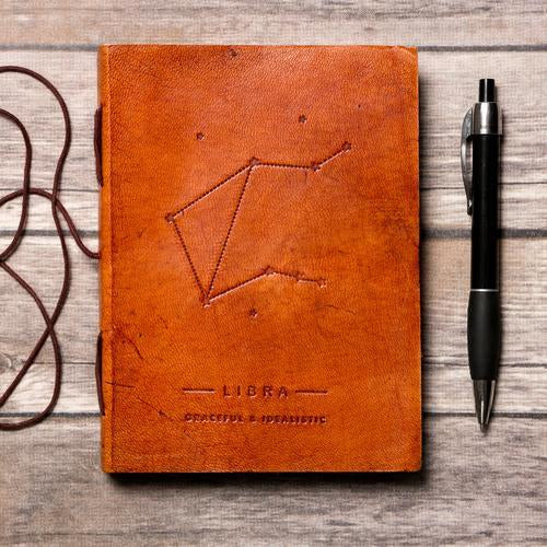 Libra Zodiac Handmade Leather Journal