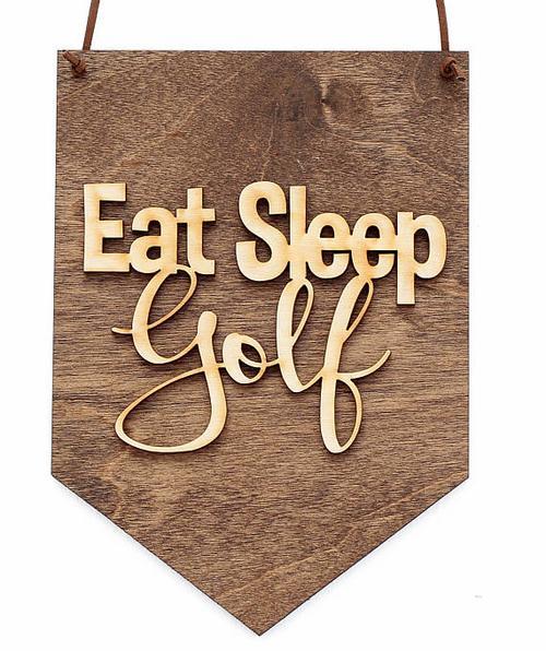 "Eat Sleep Golf" Laser Cut Wood Wall Hanging