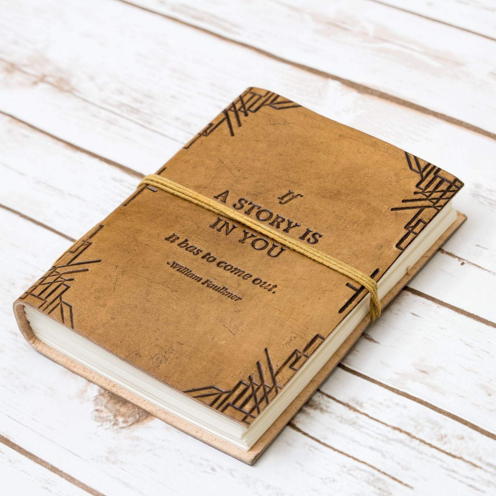"If A Story" Handmade Blonde Leather Journal