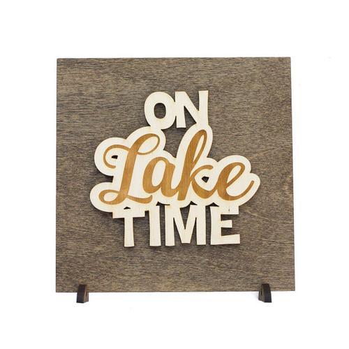 "On Lake Time" Laser Cut Wood Sign