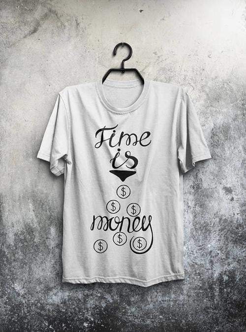 Time Is Money Shirt Men T Shirt Gray T-Shirt White
