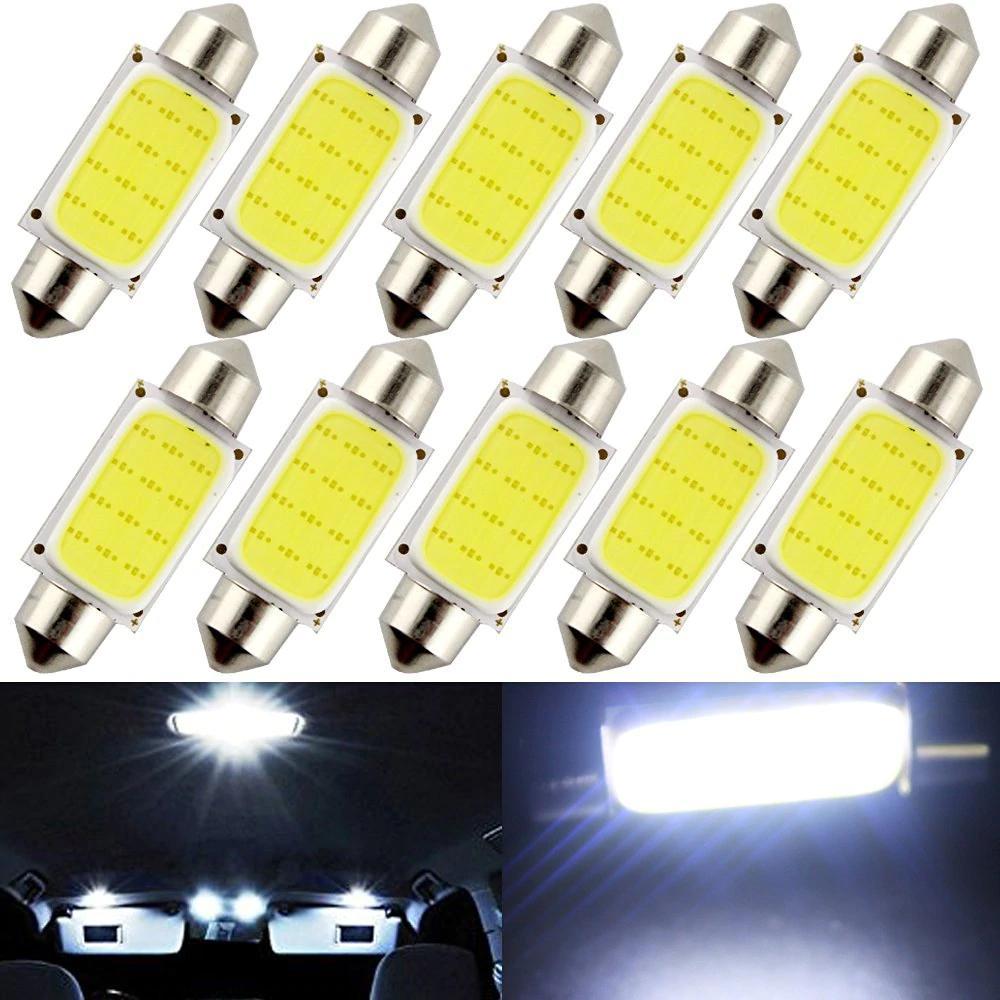 10pcs Car Interior Dome Lights COB 1.5W DC12V LED Bulbs Lamp Plate