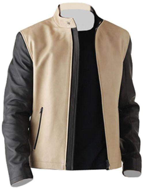 Men Cream Fashion Leather Jacket
