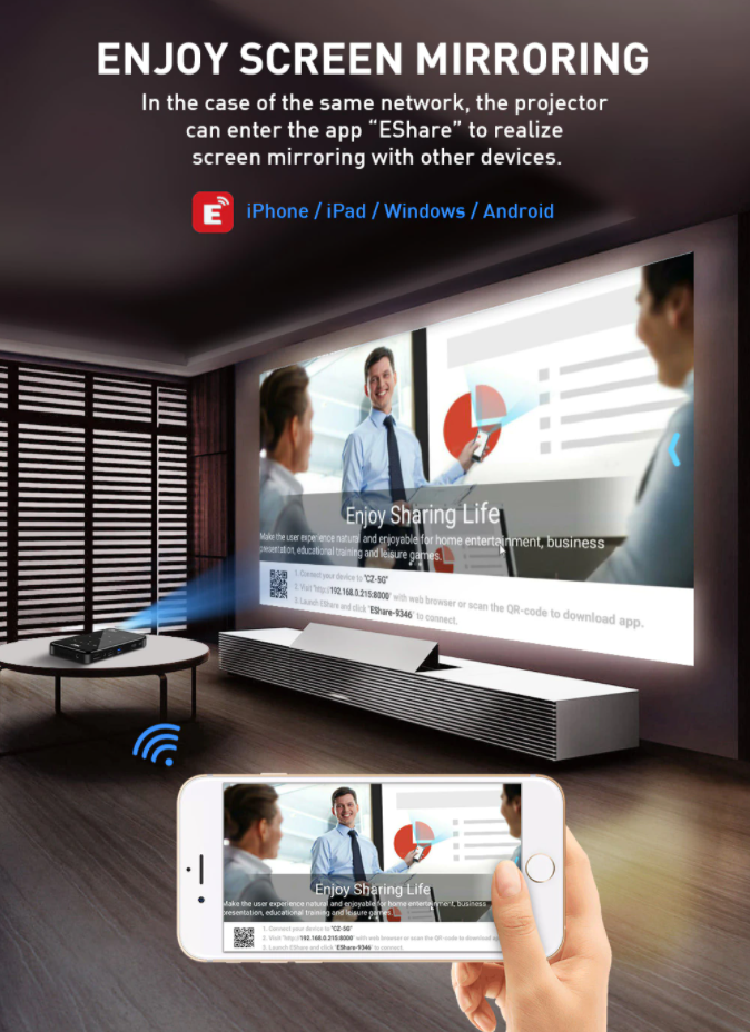 Smart Wi-fi 4k Ultra Hd Mobile Wireless Projector