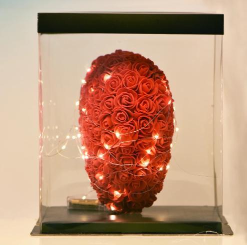 Valentine's Day Red Rose LED Heart Box with Artificial Flowers