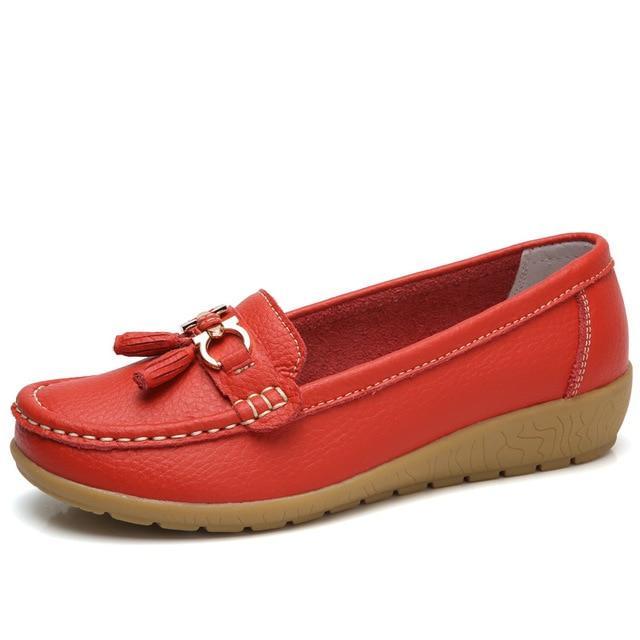 Flats Woman Cow Leather Flats Women Slip On Women's Loafers