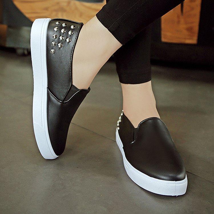 Women Leather Loafers Fashion ballet flats white black Shoes
