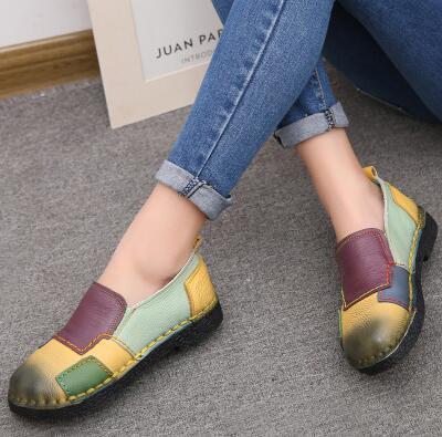 Women Shoes Women Loafers Patches stitching Flat Shoes