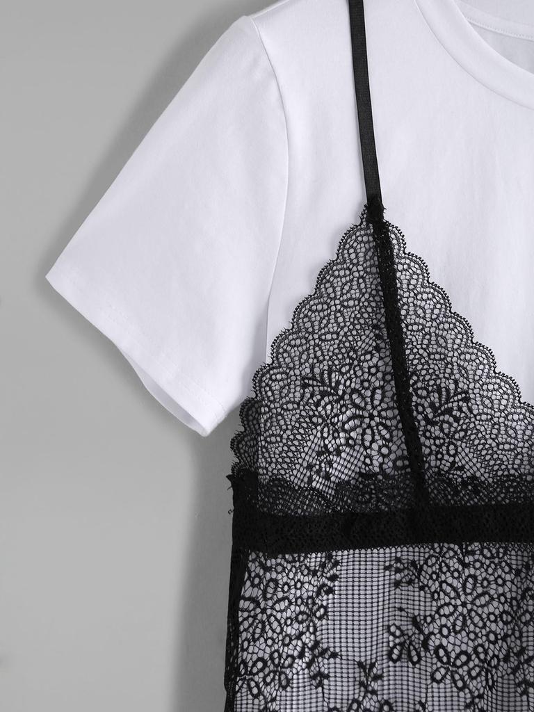 Overlay White Lace T-Shirt