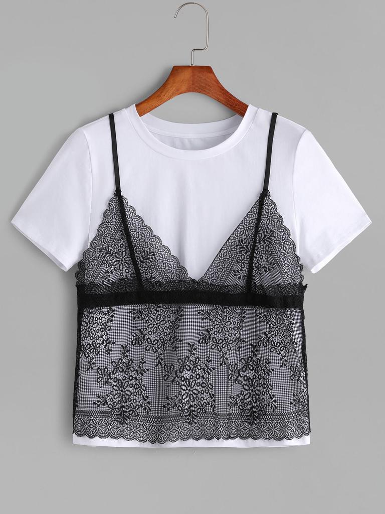 Overlay White Lace T-Shirt