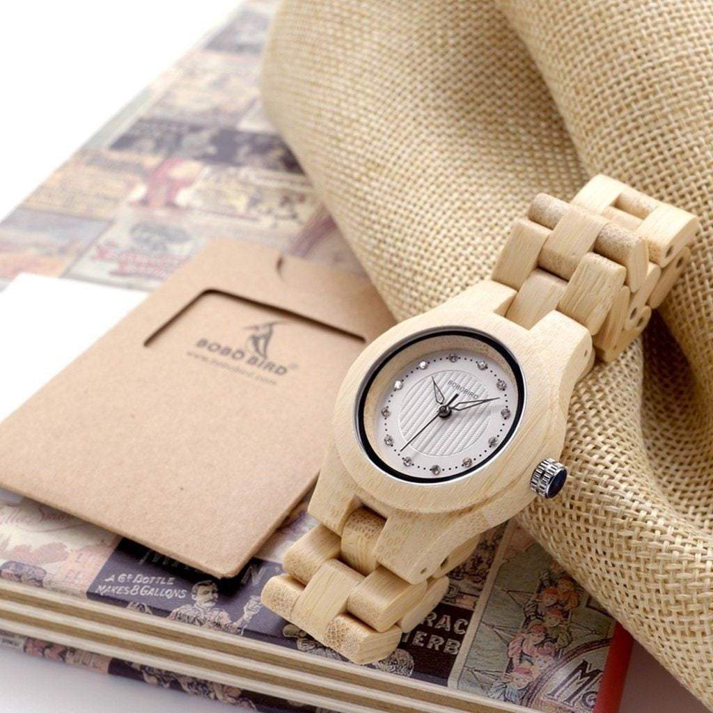 BOBO BIRD Brand 35mm Women bamboo Wristwatches