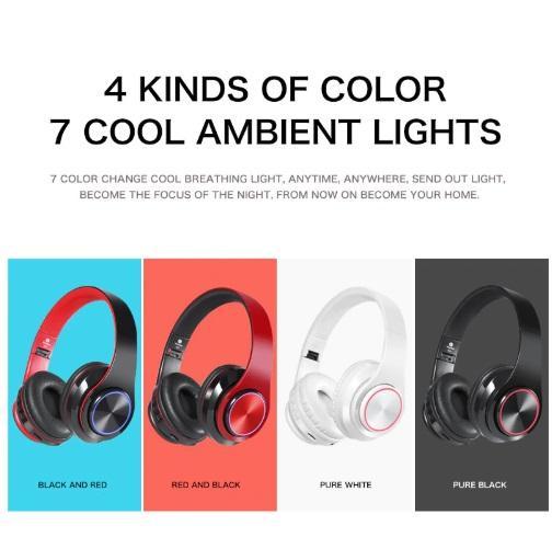 Wireless Bluetooth Earphone Rechargable LED Headphone Headset With Mic