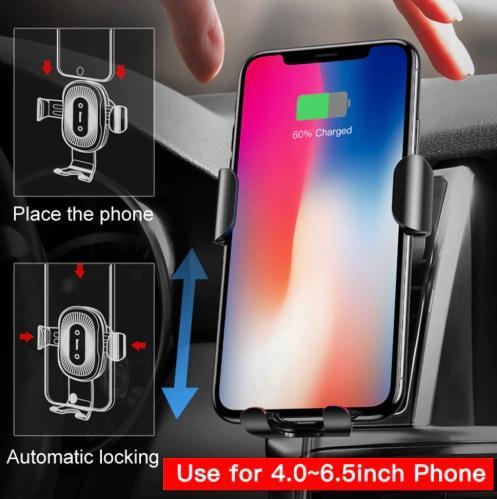 Car Qi Wireless Charger for iPhone XS Max X 8, Samsung Xiaomi Mix 3 2s