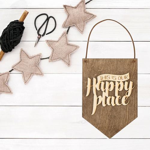 "This is Our Happy Place" Laser Cut Wood Wall Hang