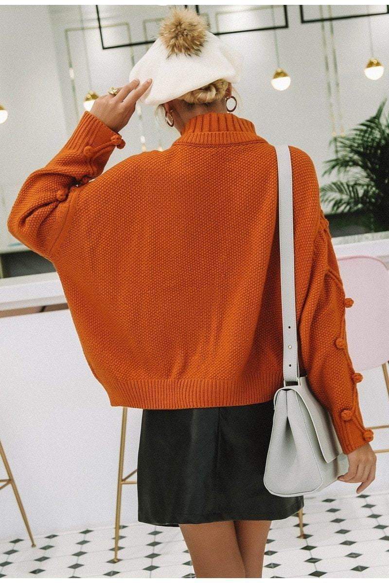 Hollow out knitted Turtleneck sweater