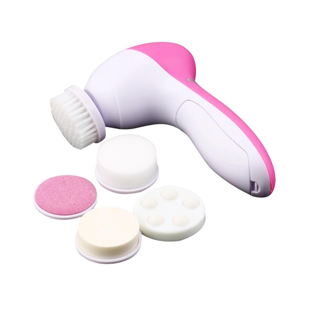 IcoolGadget 5 in 1 Electric Facial Cleanser Body Massage Mini Skin Pore Cleaner Beauty Massager Wash Face Machine