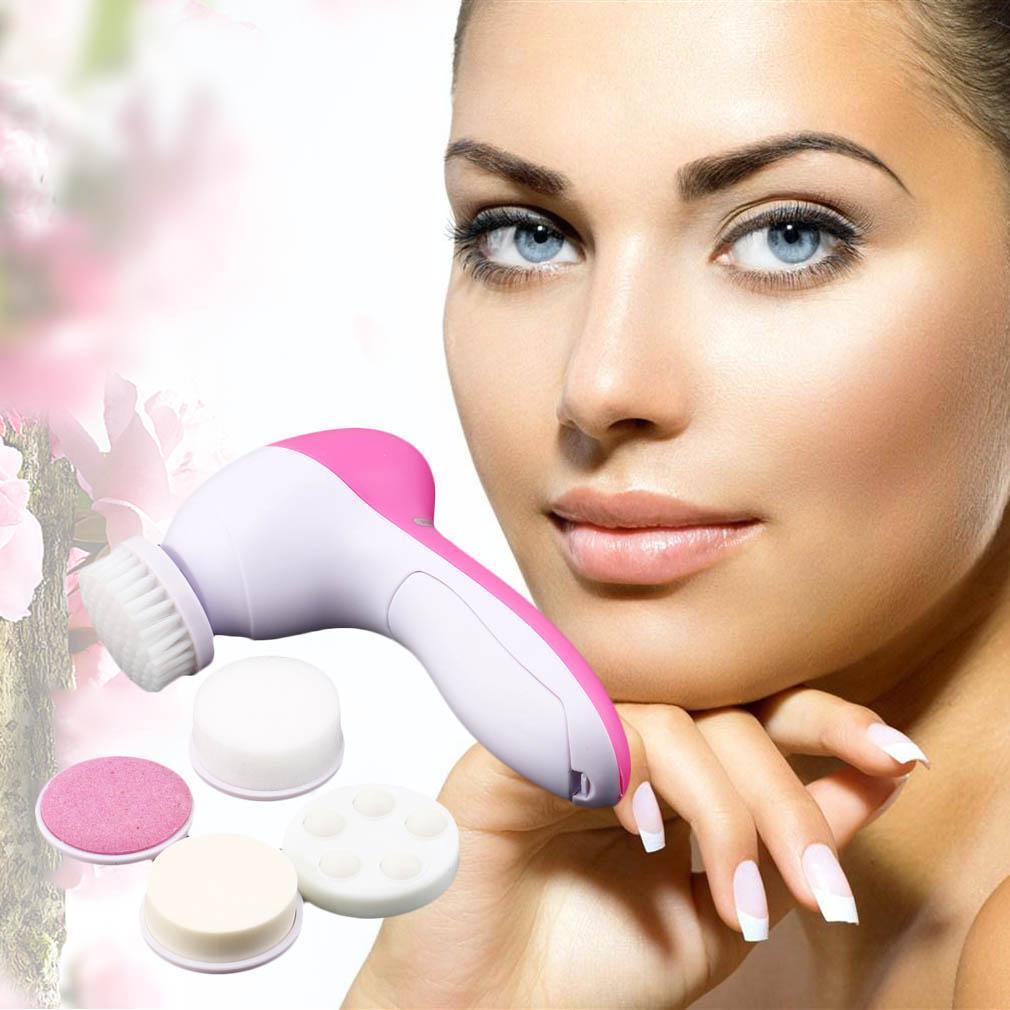 IcoolGadget 5 in 1 Electric Facial Cleanser Body Massage Mini Skin Pore Cleaner Beauty Massager Wash Face Machine