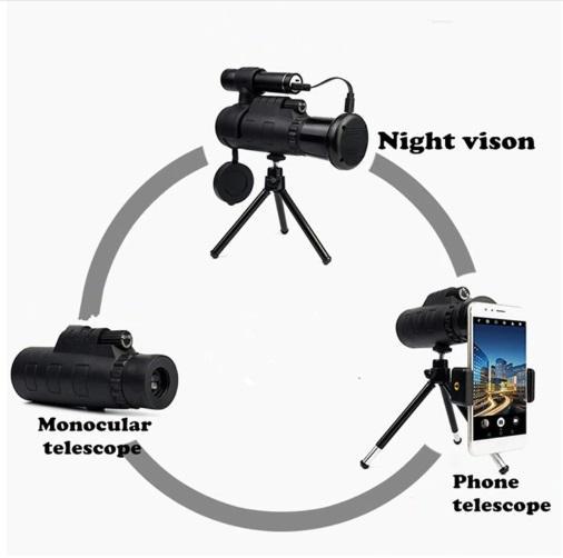 Tuobing 40x60 Infrared Night Vision Monocular Telescope for Smartphones with Tripod
