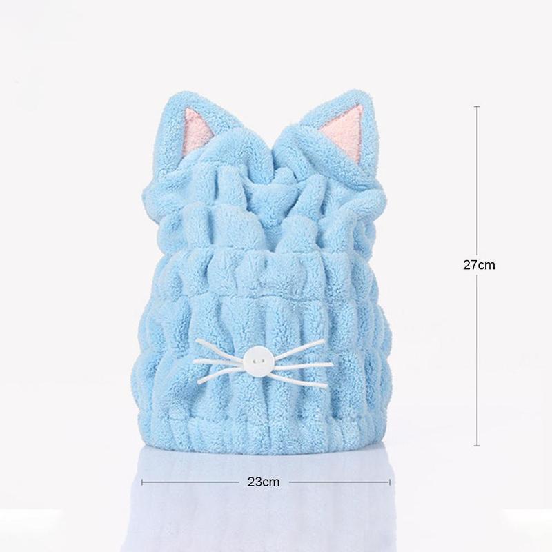 Cute Cat Ears Hair-drying Towel Bath Cap