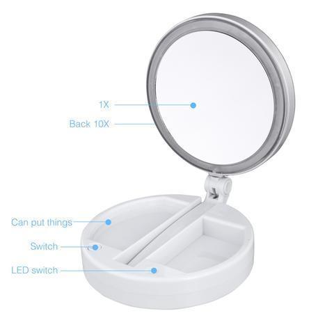 12x Led Lighted Folding Makeup Mirror