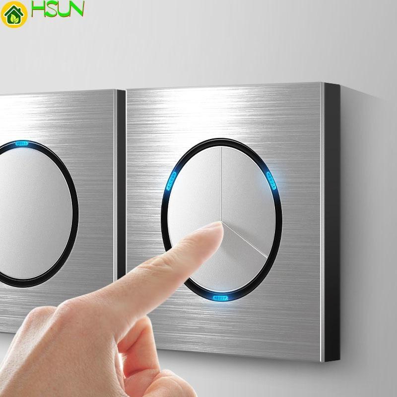 86type 1 2 3 4 gang 1 2way Silver aluminum alloy panel Switch socket Five hole Northern Europe Industry Germany UK France socket