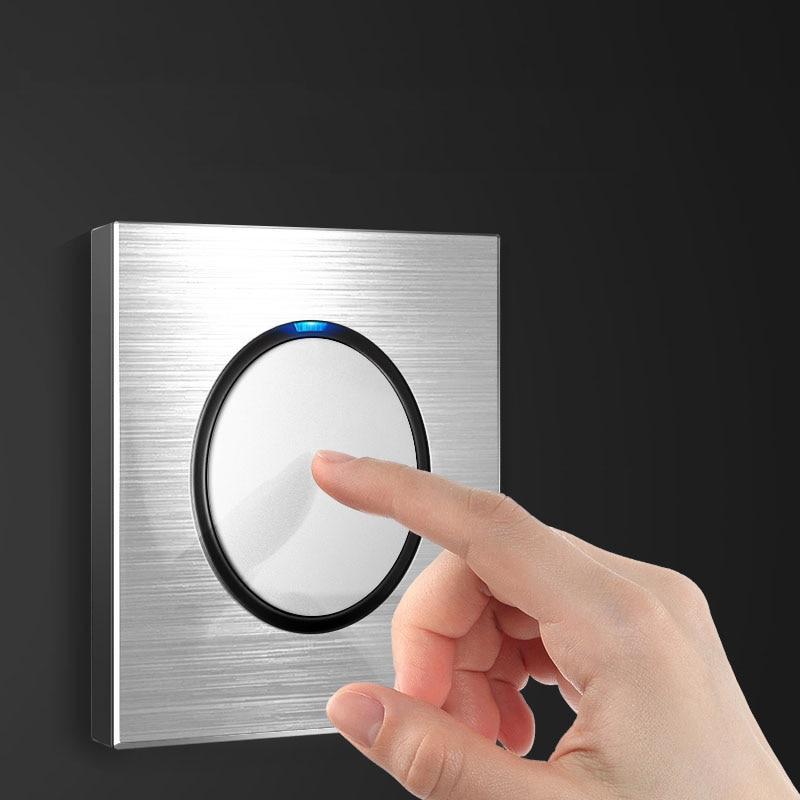 86type 1 2 3 4 gang 1 2way Silver aluminum alloy panel Switch socket Five hole Northern Europe Industry Germany UK France socket