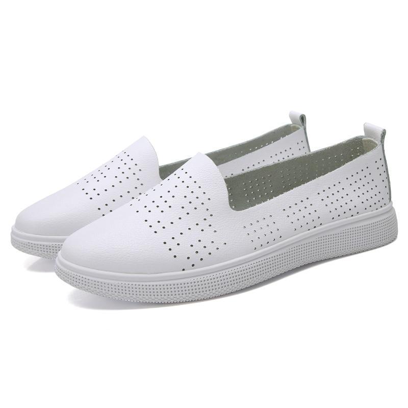 Women Flats Shoes Genuine Leather Solid Slip On Espadrilles  Mother Shoe