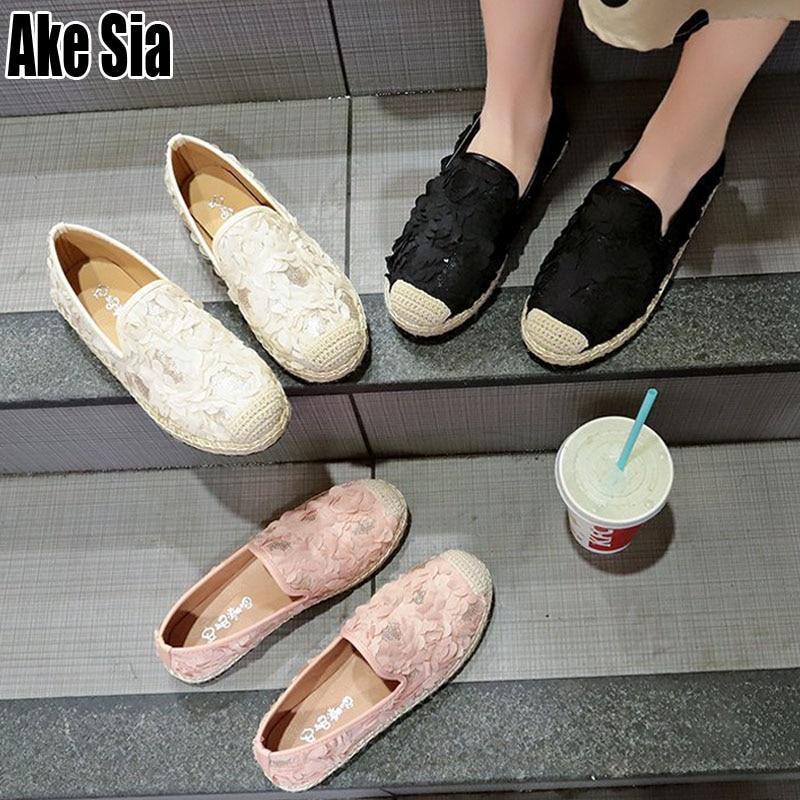 New Women Mujer Casual Hemp Straw Weavs Knitted Canvas Female Shoes