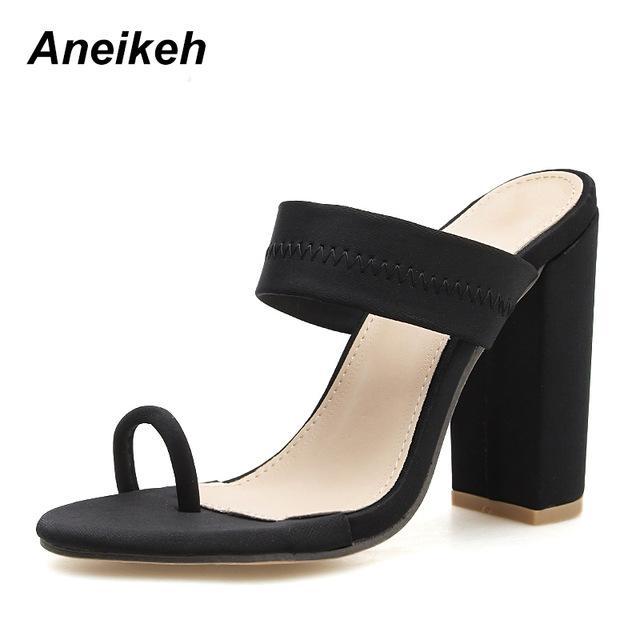 Thin High Heels Sandals Flip Flop Buckle Hollow Women Shoes