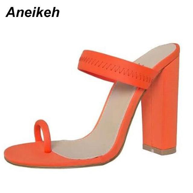 Thin High Heels Sandals Flip Flop Buckle Hollow Women Shoes