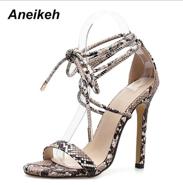 Women's Sandals PU Lace-Up Thin High Heels