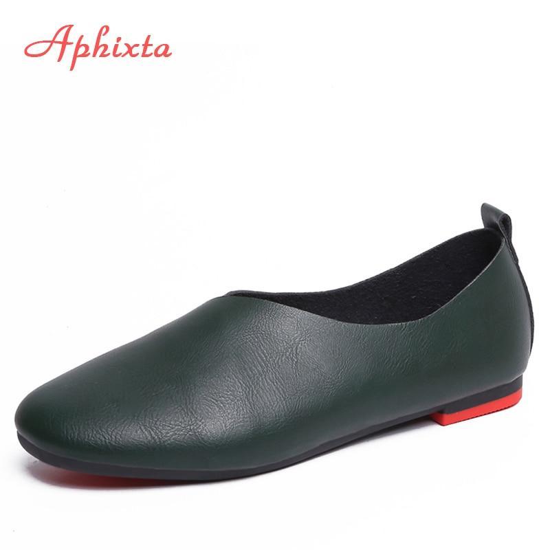 Woman Ballet Flats Heels Soft Leather Shoes Slip On Loafers