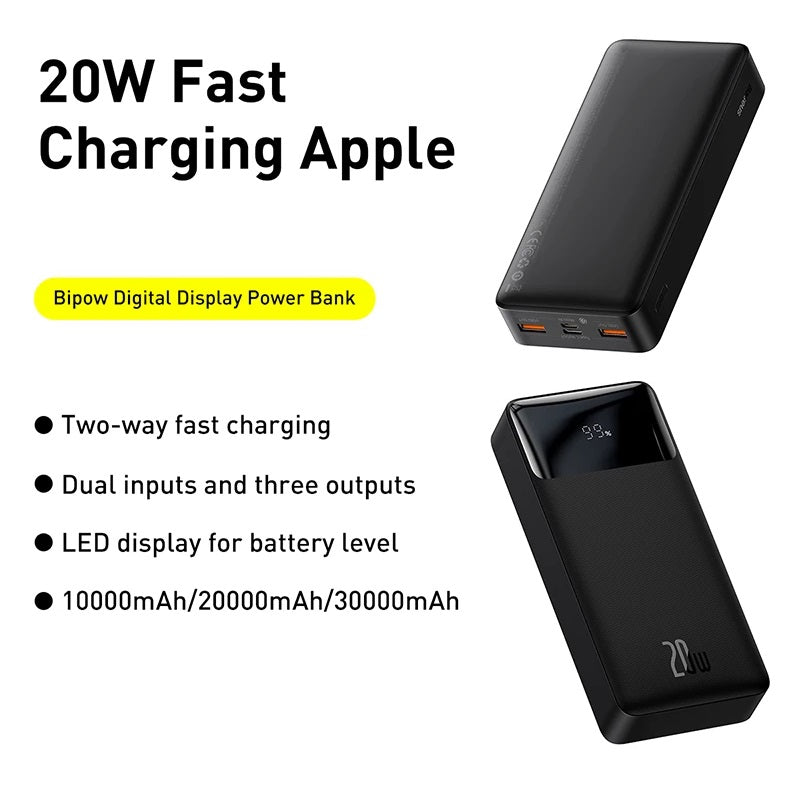 Portable 20W Power Bank Charger External Battery - 30000mAh