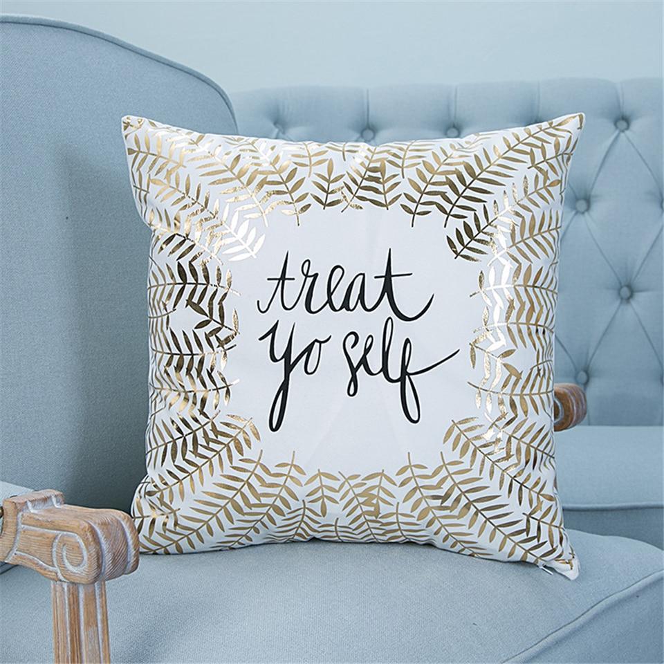 Gold Printed Pillow Cover