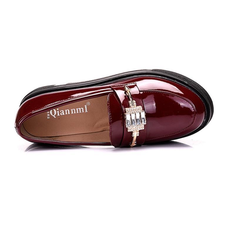Platform Shoes Women Patent Leather Loafers