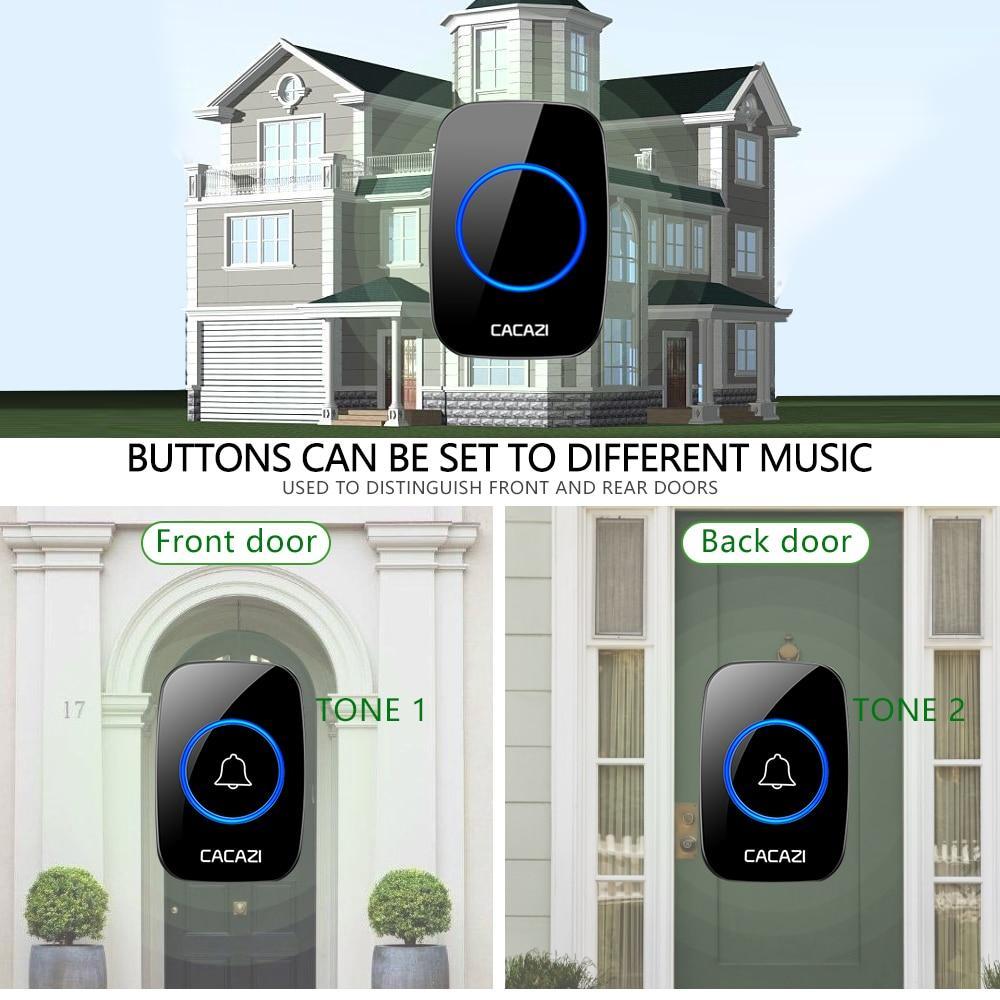 IcoolGadgets Waterproof Home Wireless Doorbell Smart LED Light Calling Bell 300M Remote Battery Button 60 Chimes 5 Volume US EU Plug