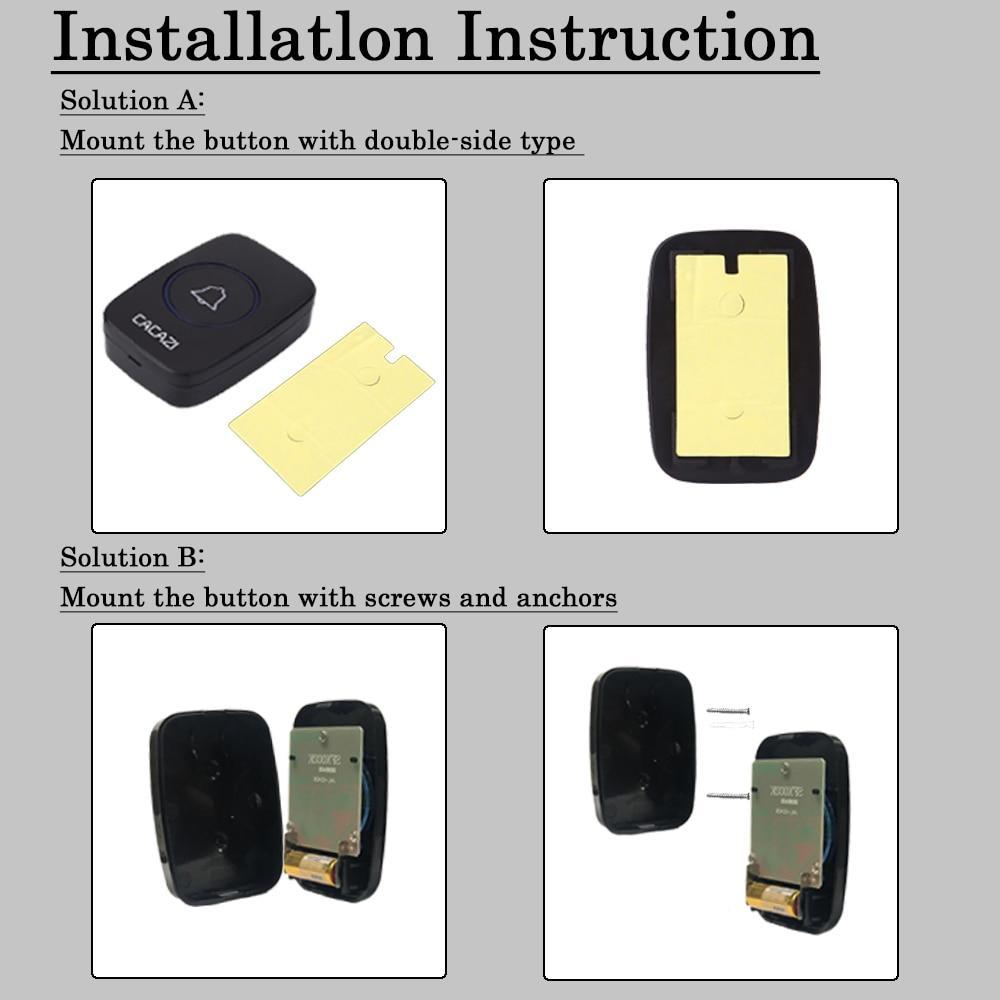 IcoolGadgets Waterproof Home Wireless Doorbell Smart LED Light Calling Bell 300M Remote Battery Button 60 Chimes 5 Volume US EU Plug