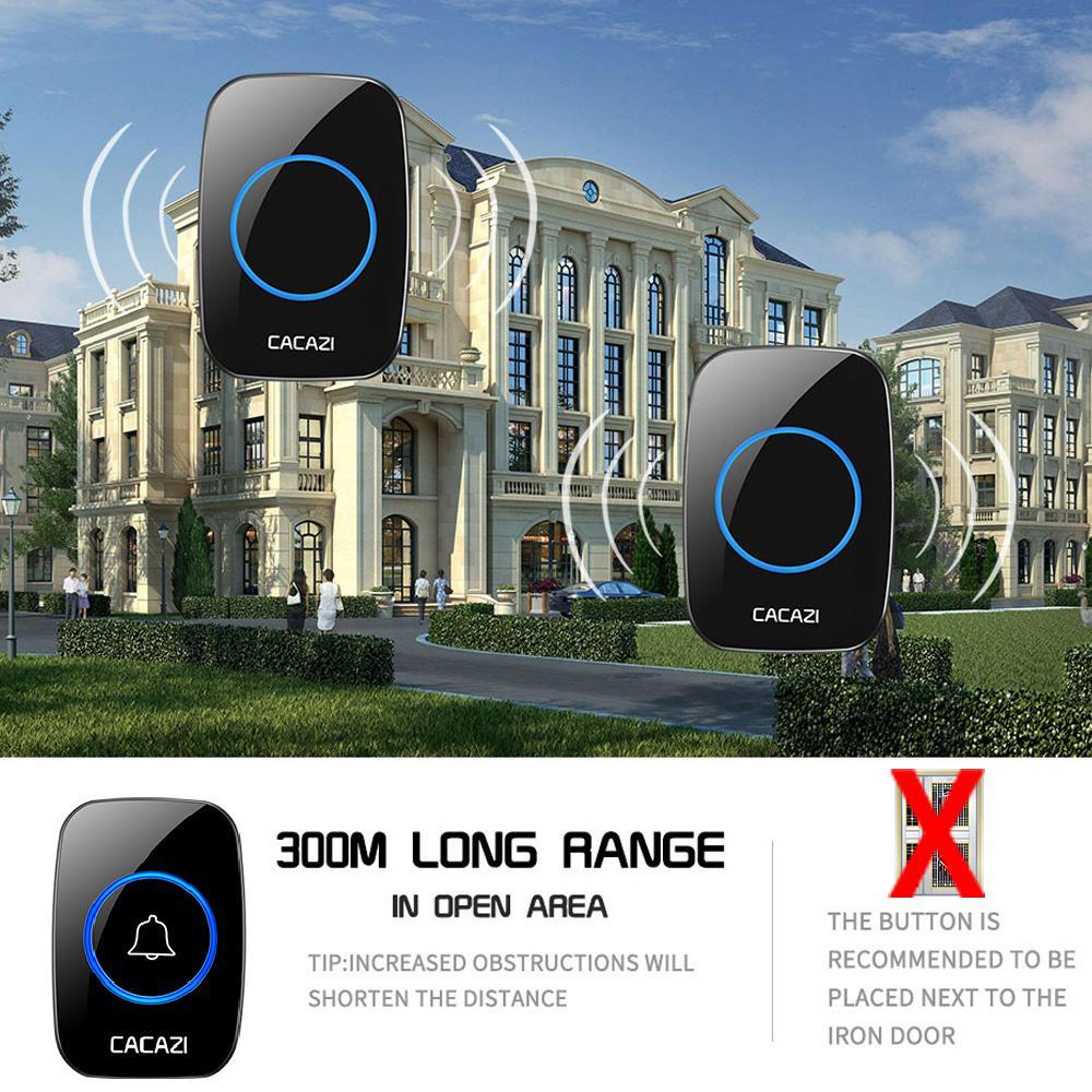 IcoolGadgets Waterproof Home Wireless Doorbell Smart LED Light Calling Bell 300M Remote Battery Button 60 Chimes 5 Volume US EU Plug