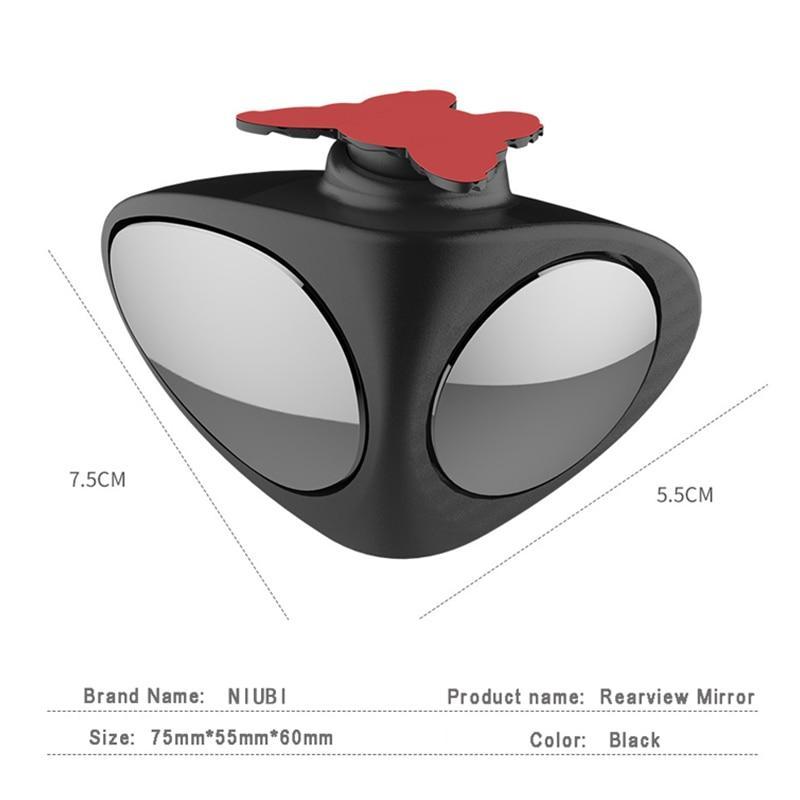 Car Mirror Large Vision Rear View Auxiliary Reversal Blind Zone Wide Angle Mirror360 Rotation Adjustable  Dual Lens Coach Mirror