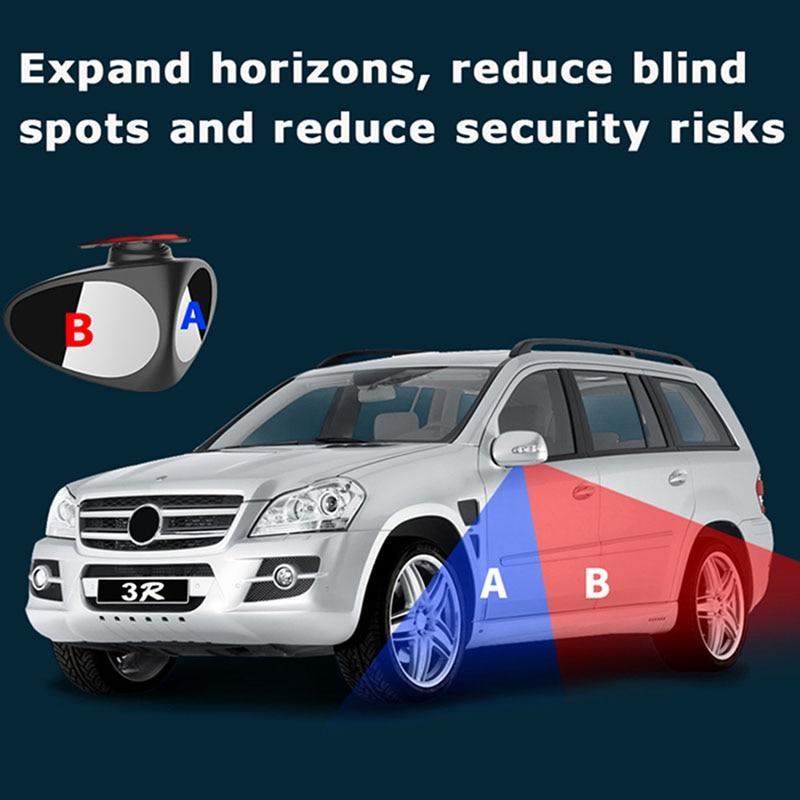 Car Mirror Large Vision Rear View Auxiliary Reversal Blind Zone Wide Angle Mirror360 Rotation Adjustable  Dual Lens Coach Mirror