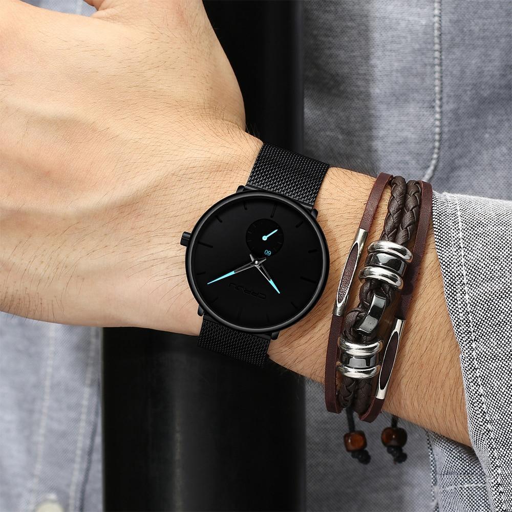 IcoolGadget Fashion Mens Watches Top Brand Luxury Quartz Watch Men Casual Slim Mesh Steel Waterproof Sport Watch Relogio Masculino