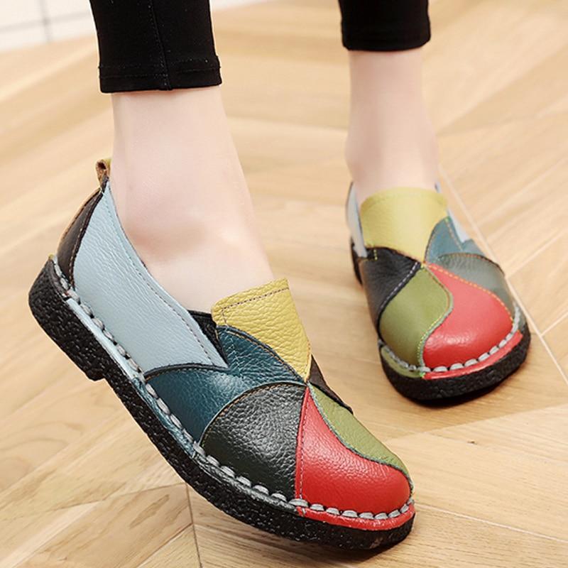 Designer Leather Shoes Women Flats Slip On  Loafers
