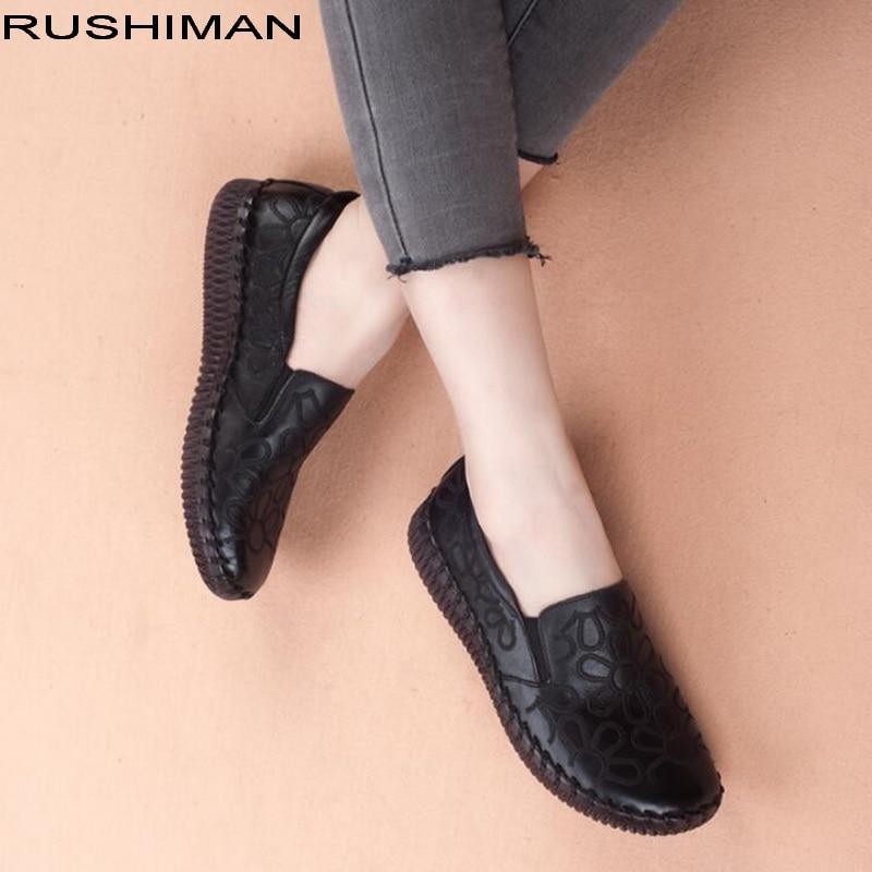 Fashion Genuine Leather Flat Shoes Women Loafers
