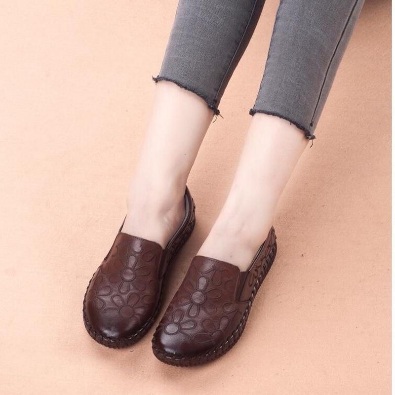 Fashion Genuine Leather Flat Shoes Women Loafers
