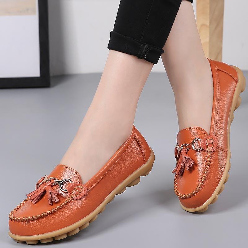 Flat shoes woman tassel fringe solid color loafers
