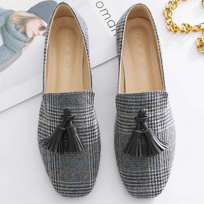 Loafers for girls Fashion Gingham Flats shoes