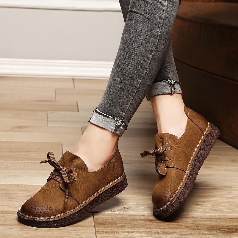 Lace-up Loafers Casual Flat Shoe Pregnant Women Shoe Mother Driving Shoe