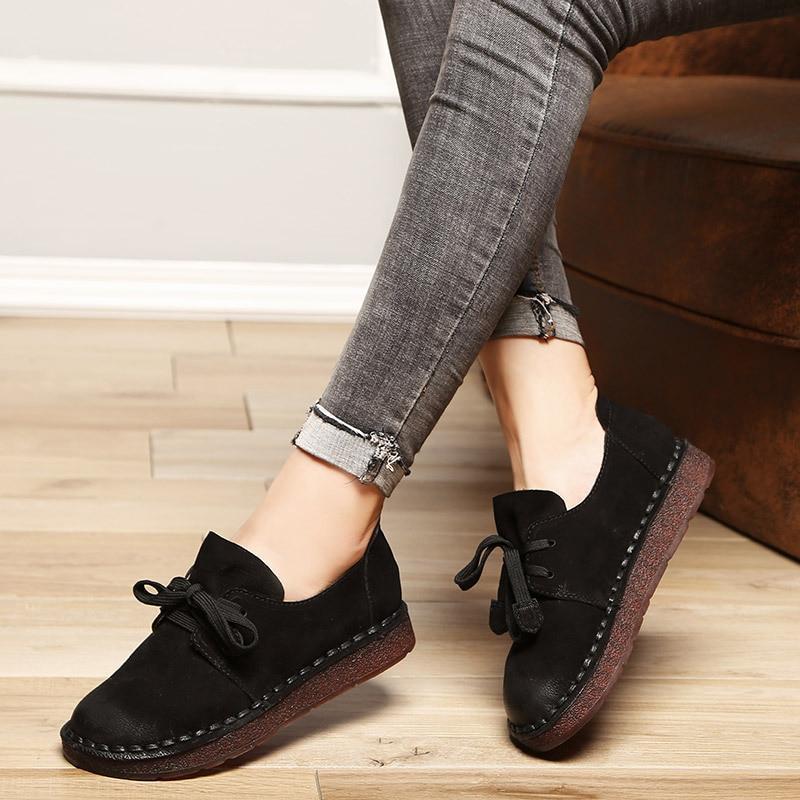 Lace-up Loafers Casual Flat Shoe Pregnant Women Shoe Mother Driving Shoe